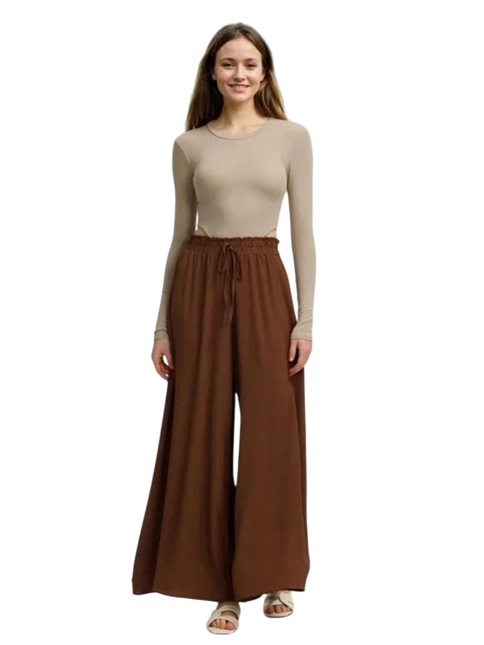 KOTTY Women's Solid Lightweight Boson Brown Pants(Brown,M)-KTTWOMENSPANT674M