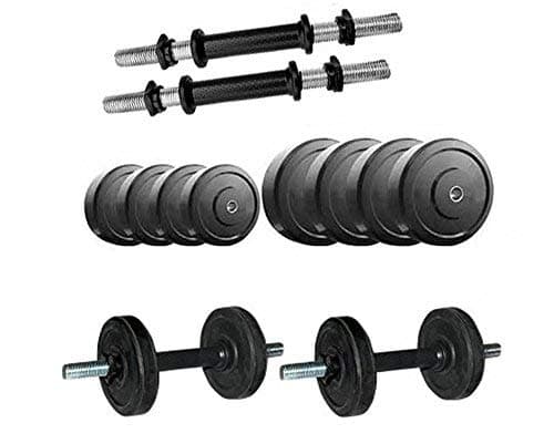 Protoner DUM10P PVC Adjustable Dumbbell Set, Black, 10 kg