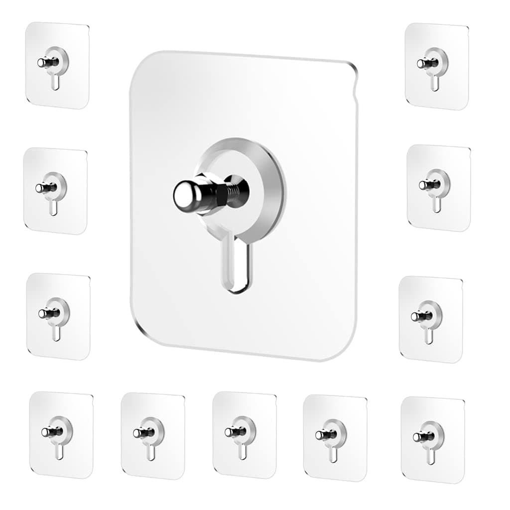 JIALTO 10 Pcs Stainless Steel, PVC, ABS Nail Free Seamless Adhesive Non-Trace No Drilling Installation Hanging, Waterproof Screws Wall Hook (Transparent)