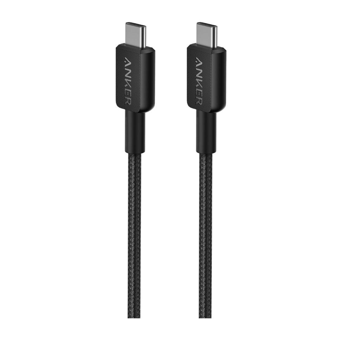 Anker Type C to Type C Cable Fast Charging, Braided 6ft Black PD Cable, Super Fast Charging (50% Charge in 30 mins), Data Sync Compatibility for iPhone, Samsung, OnePlus and More