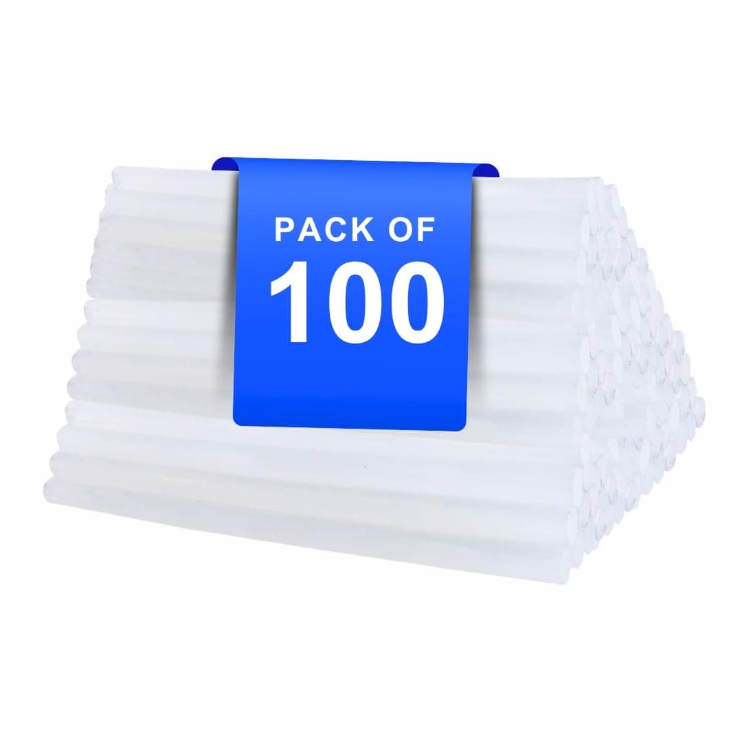 VCR 11mm Glue Sticks for Glue Gun - 11mm x 165mm in Length - Hot Melt Transparent Glue Stick - Pack of 100 - Bonding Adhesive Glue Sticks for DIY - Arts Crafts - Schools and Industries