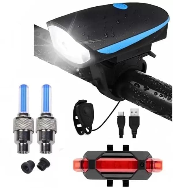 Techista- Cycle Lights for Bicycle | Cycle Light kit | Cycle Front,Cycle Tail Light & Valve-Cycle Lights- Waterproof- Cycle Light-tyre Light