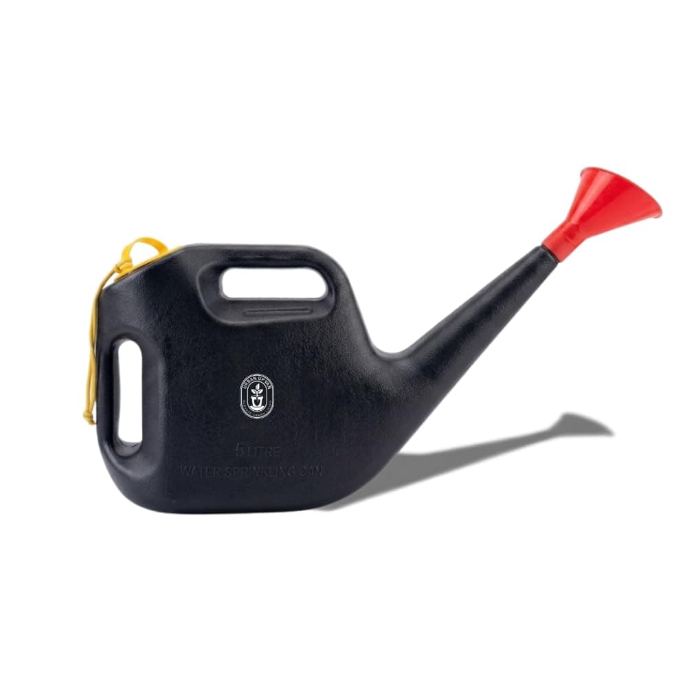 Urban Upvan Plastic Watering Can 5L | Ergonomic Handle for Comfortable Grip | Fade Resistant, Lightweight & Easy to Use | Durable | Includes Sprinkler Spout | Black