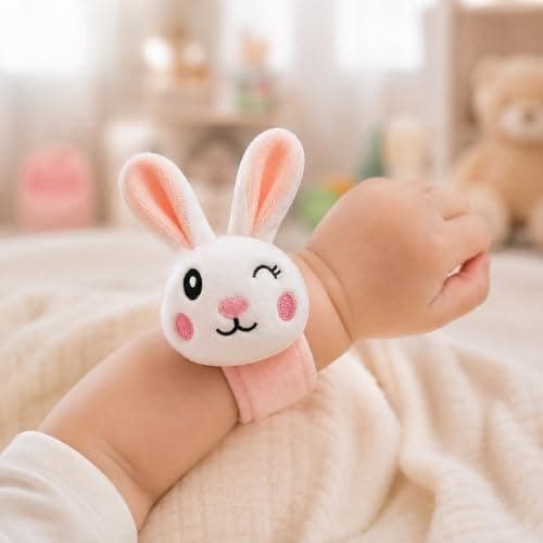 Babique Soft Plush Bunny Hand Rattle Wrist Band for Newborns, Infants & Kids – Baby Wrist Rattle Toy with Adjustable Velcro Strap, Gentle Sound, Lightweight & Safe for 0–36 Months