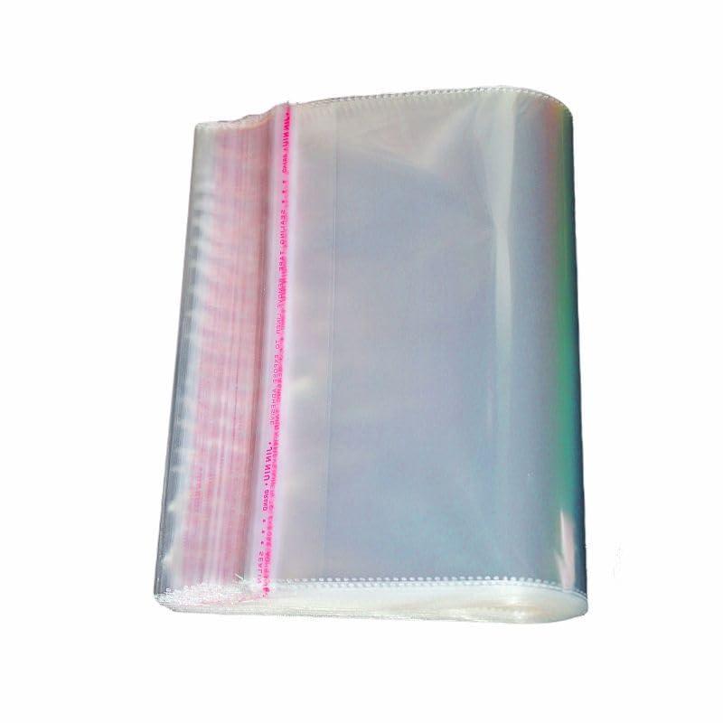 Plastic 50 Pc 14X18 Size Transparent Polythene Bags For Saree Packing Clothes Large Size Saree Polybag Clear Cover Sealable Shirt Pant Storage Self Adhesive Bopp Pouches With 2 Inch Base