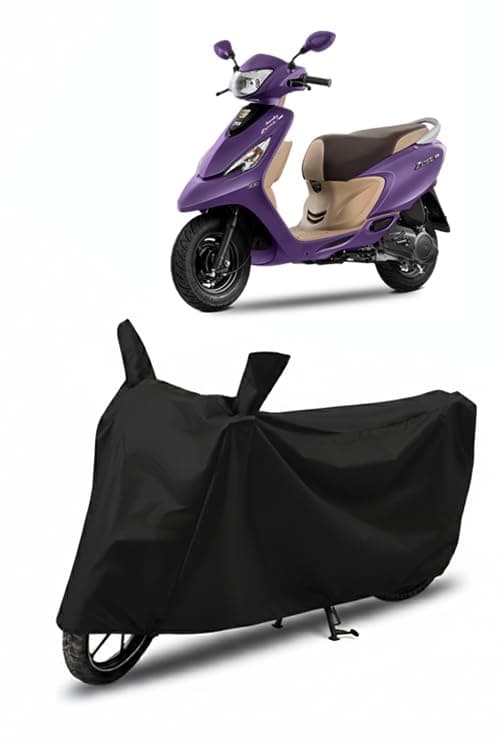 DRAKOWISH Waterproof Scooty Cover for Tvs Zest 110 | All Weather Protection from Rain, Dust, Heat & Scratches with Mirror Pockets & Buckle Belt | Zest 110 Scooty Cover | Black