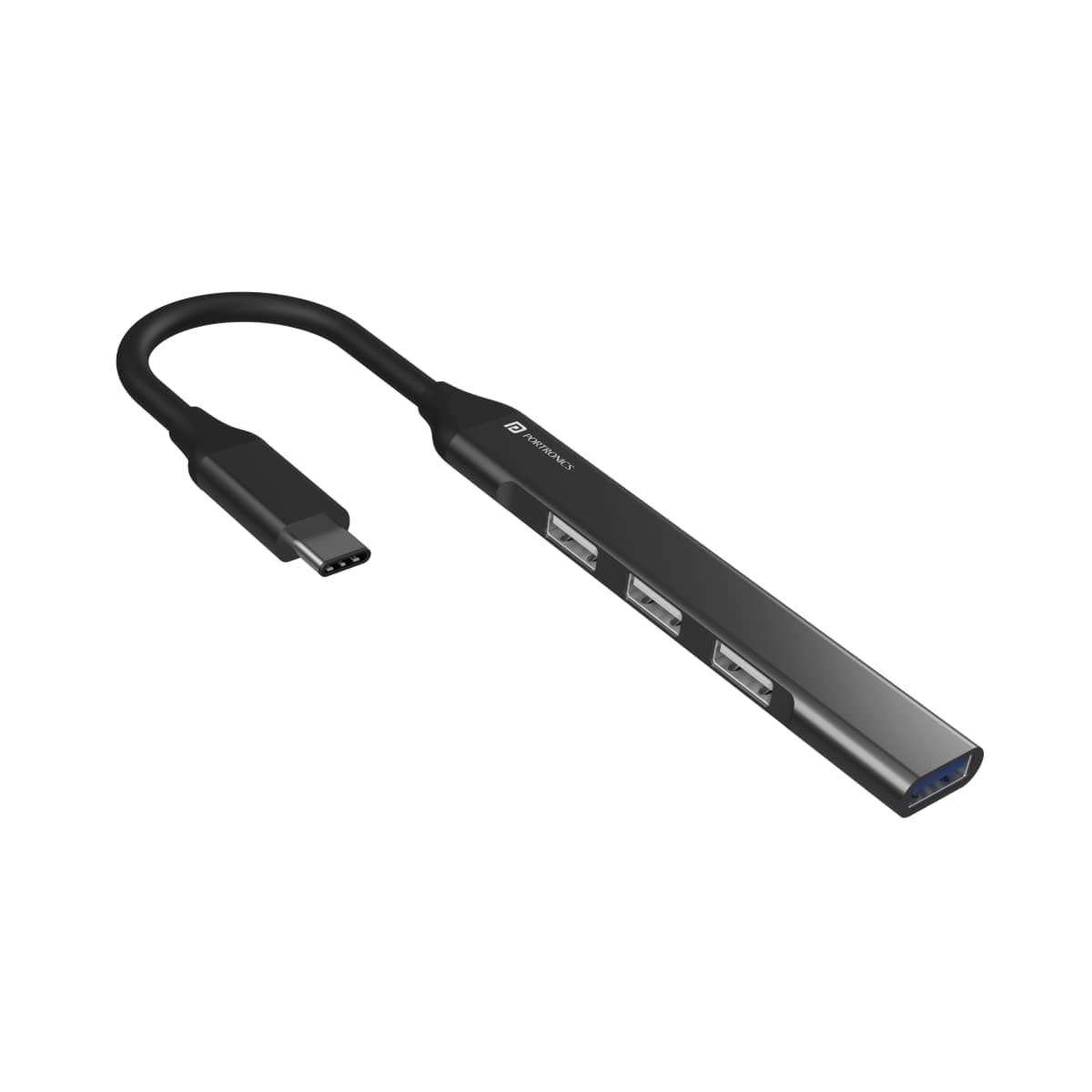 Portronics Mport 31C USB C Hub Dock (4-in-1), Type C Multiport Adapter with 1 x USB 3.0 & 3 x USB 2.0 Ports, up to 5 Gbps High Speed Data Transfer for Laptop, MacBook, PC (Grey)