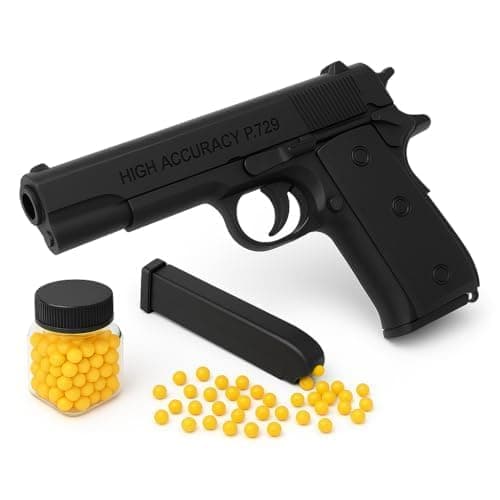 VELINOR Pull-Back Action Toy P729 Gun with 200 BB Bullets | Long Range Shooting Pistol for Kids & Adults | Removable Magazine | Strong Spring Power | Safe Plastic BB Pellets