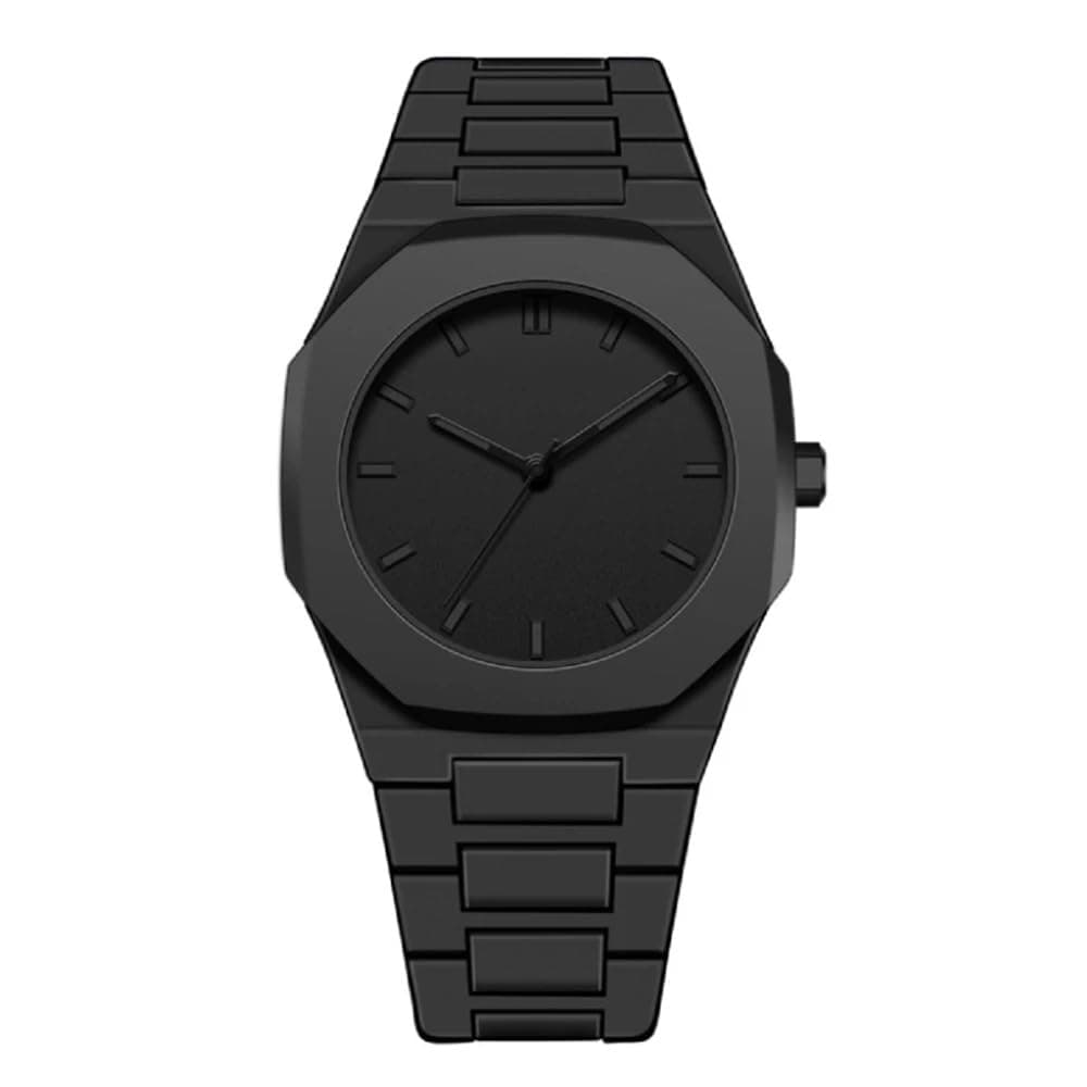 Shocknshop Minimalist Creative Design Analog Full Black Plastic Chain Strap Wrist Watch for Men Boys (Black Dial and Strap) -WCH372
