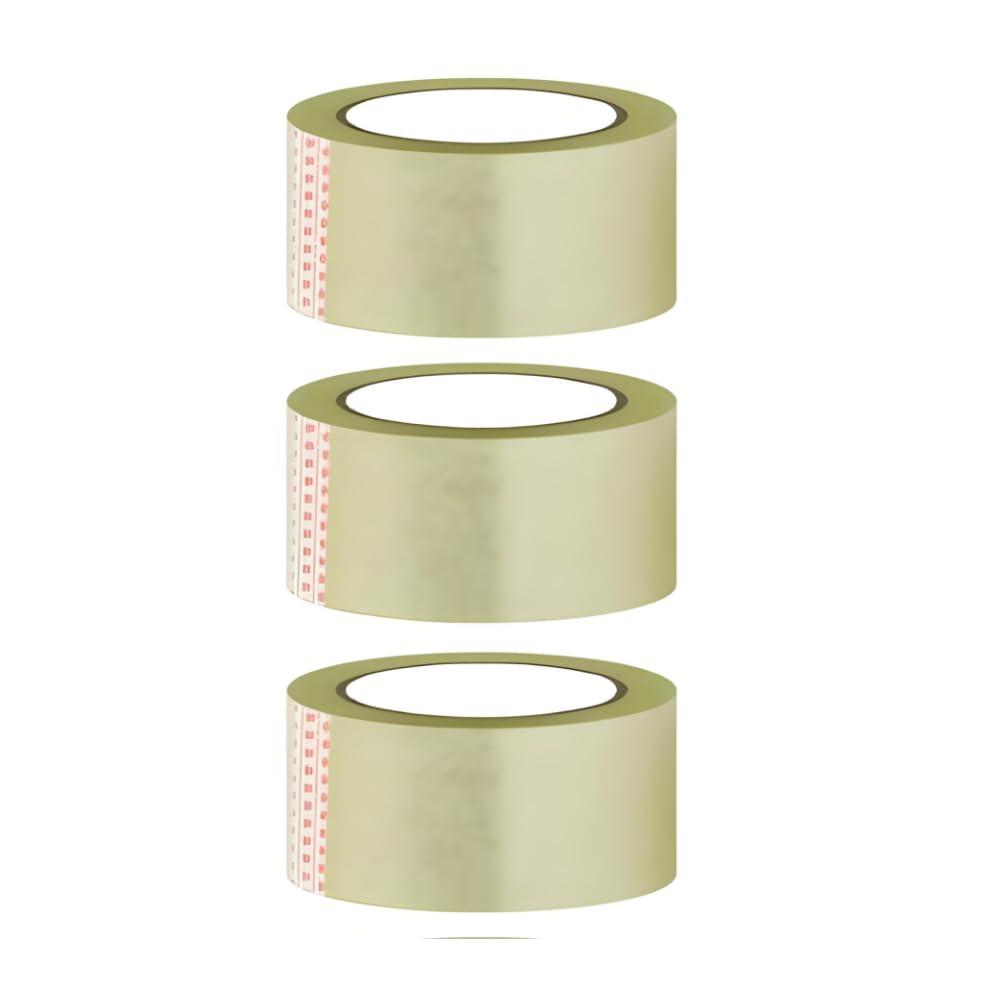 ZOHRA® Pack Of 3 Adhesive Transparent Cello Tape - 65 Meters in Length - 48mm / 2" Width BOPP Industrial Packaging Tape for E-Commerce Box Packing, Office and Home use