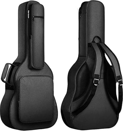 Grow wings Musical 39,40,41 Inches Acoustic Guitar Bag, Classical Guitar Bag 8mm Extra Thick Padded, 3 Pockets Guitar Gig Bag Soft with Waterproof Oxford Cloth (Black-Z)