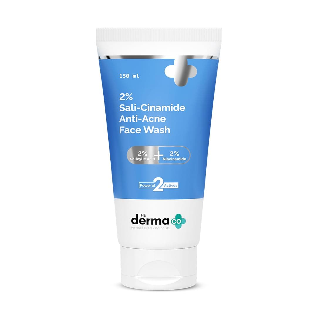 The Derma Co 2% Sali-Cinamide Anti-Acne Face Wash | With 2% Salicylic Acid & 2% Niacinamide I Treats Active Acne & Fades Marks I For Oily & Combination Skin I Power of 2 Actives | For Men & Women | 150 ml