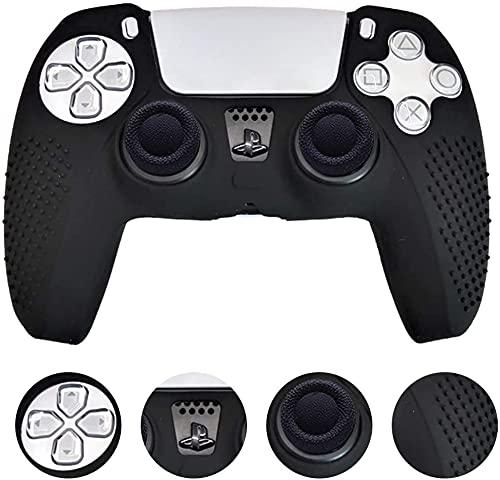 Porro Fino PS5 Controller Grip Cover, Porro Fino Anti-Slip Silicone Skin Protective Cover Case for PlayStation 5 Wireless Controller Remote Black Dotted