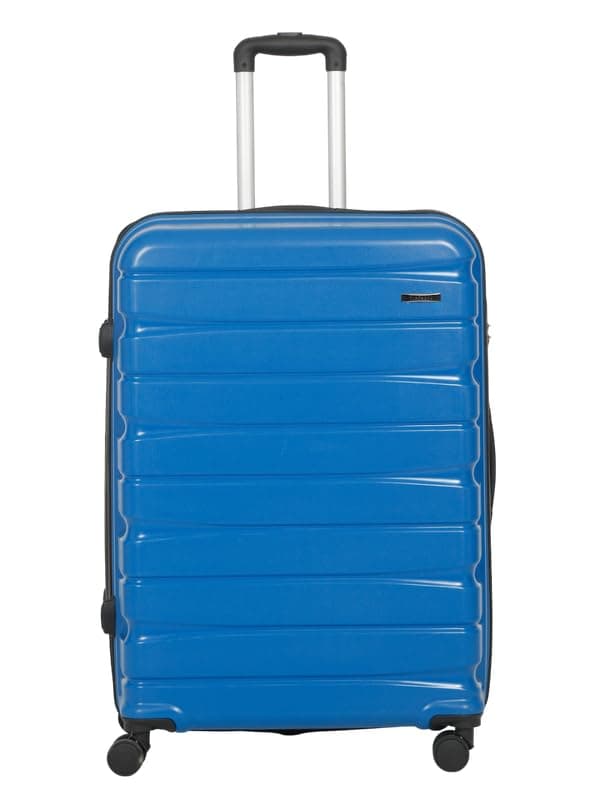 Teakwood Large Check in Size 8 Wheels Trolley Bag, Hard Cabin with Zipper Closure, Adjustable Push Button & Cross Side Strap, TSA Lock System 360 Degree (Large Check in Size, Royal Blue)