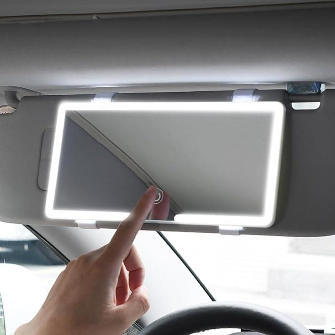 GNASTAS LED Car Vanity Mirror with Lights – Rechargeable Sun Visor Makeup Mirror, 3 Light Modes, 80 LEDs, Dimmable Touch Control, Universal Fit for All Cars (1PC, MULTICOLOR)