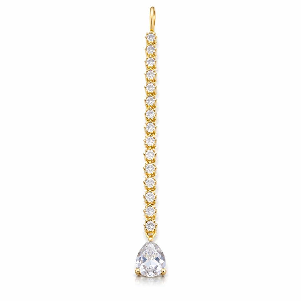 Tanaira Rhodium-Plated Maang Tikka for Women & Girls | Crystal Hair Accessory | American Diamond (AD) Studded Bridal Wedding Jewelry,Trending Style (Gold)