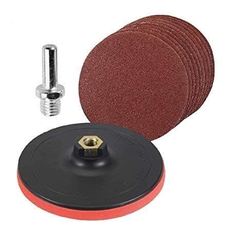 Engineers 5-inch Sanding Disc with Lock Nut and 5 Pieces Sandpaper for Grinder/Drill (Red)