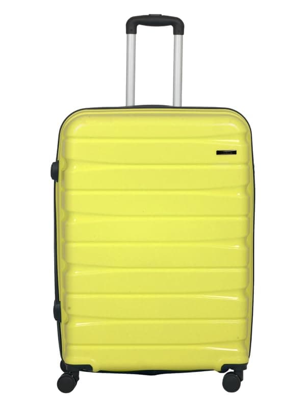 Teakwood Large Check in Size 8 Wheels Trolley Bag, Hard Cabin with Zipper Closure, Adjustable Push Button & Cross Side Strap, TSA Lock System 360 Degree (Large Check in Size, Lime Green)