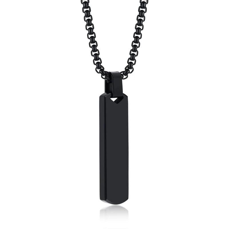 Fashion Frill Silver Chain For Men Stainless Steel Bar Pendant Black Silver Chain Pendant For Men Boys Love Gifts Mens Jewellery
