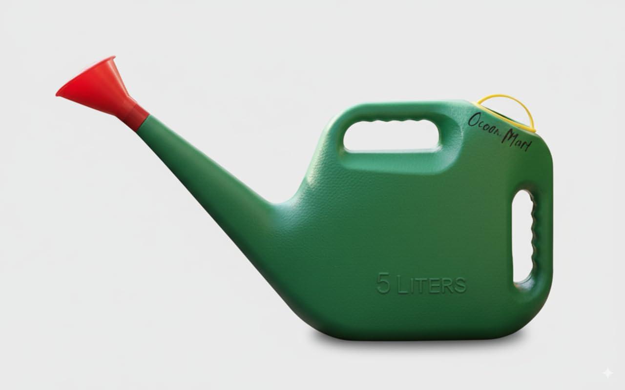 Ocean Mart Watering Can - Green (5L) | Garden Water Can with Built-in Sprayer