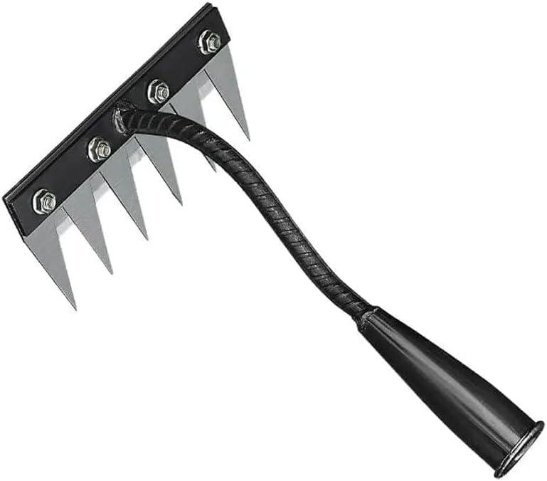 Finehepa 6 Teeth Garden Rake Heavy Duty Carbon Steel Rake Handle for Soil Loosening, Weeding, Lawn & Yard Cleaning – Multipurpose Outdoor Gardening Tool for Home Farm & Agricultural Use