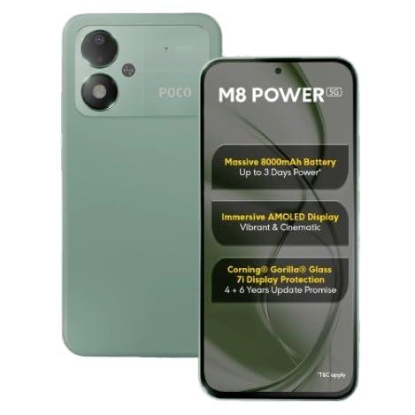 POCO M8 Power 5G Smartphone, Green, 6GB RAM, 128GB Storage