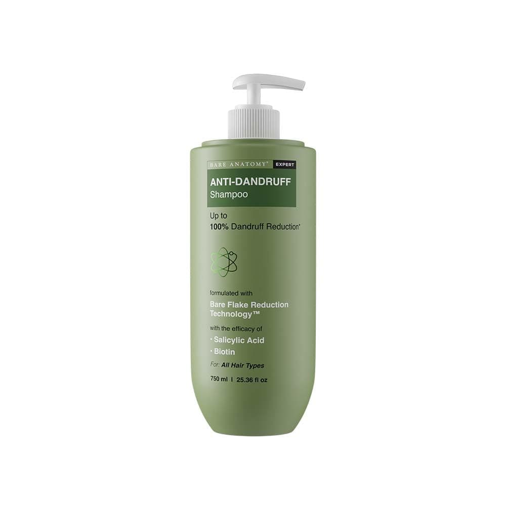Bare Anatomy Anti-Dandruff Shampoo | Up To 100% Dandruff Reduction | ZPTO-Free | pH 5.3 | Salicylic Acid, Piroctone Olamine & Biotin | Non-Drying Formula | For Strong, Smooth Hair | Unisex | 750 ml