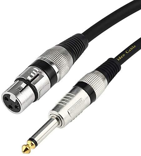 Hakuho Mic Cable 6.35mm Jack Male To XLR 3PIN Female Cord Wire For Microphone/Guitar Cable 10 Meter.Black, 1pc Pack (10 Meter/32.8 feet)