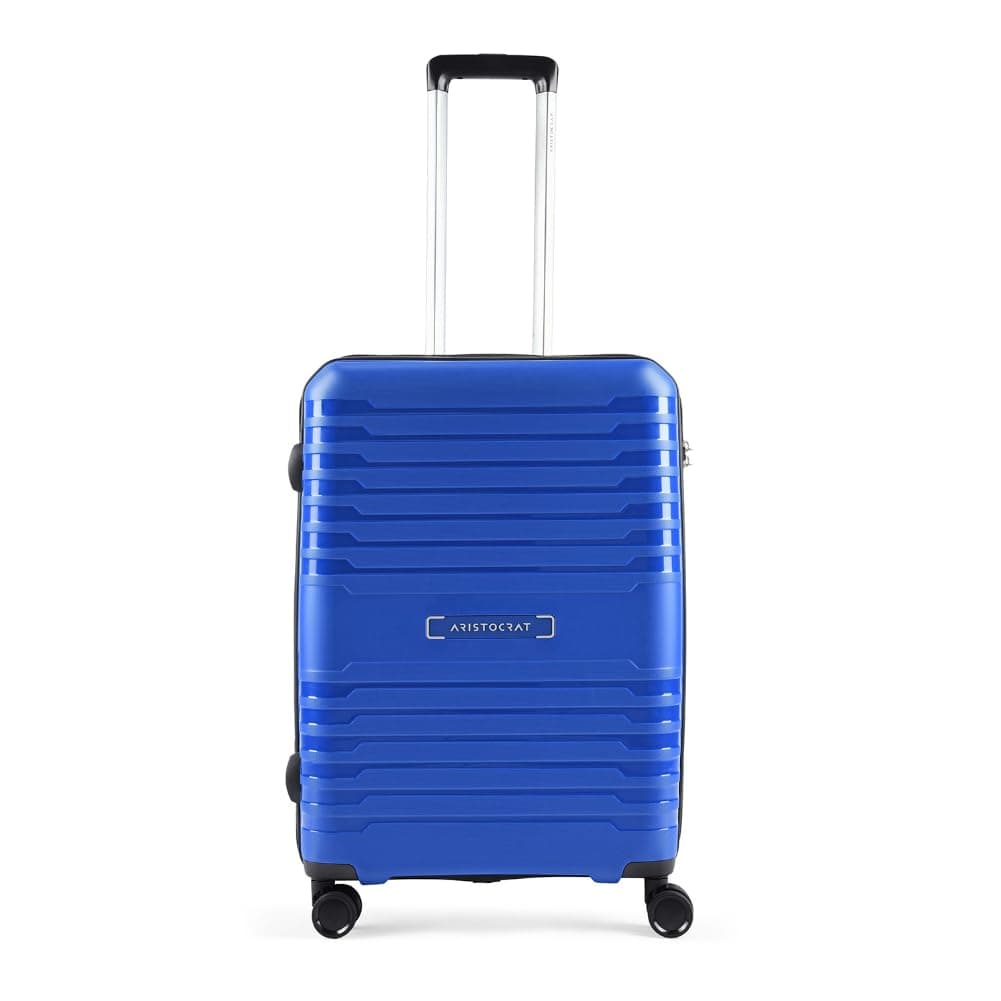 Aristocrat Harbour Cabin Trolley Bag 66 cm | Medium | Polypropylene Hardshell Sided Luggage | Smooth 8-Wheel Suitcase | Combination Lock with Sturdy Zipper | 3-Year Warranty - Unisex (Blue)