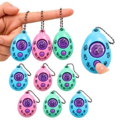 Toy Imagine Rock Paper Scissors Game Keychains for Kids (Pack of 10) Finger Game Key Rings, Fun Birthday Return Gifts, Party Favours, Classroom Prizes & Goodie Bag Fillers, Multicolor
