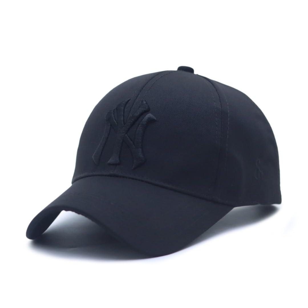 REFFER Fashionable Latest 3D Embroidered Cotton Adjustable Baseball Caps For Men (Black+)