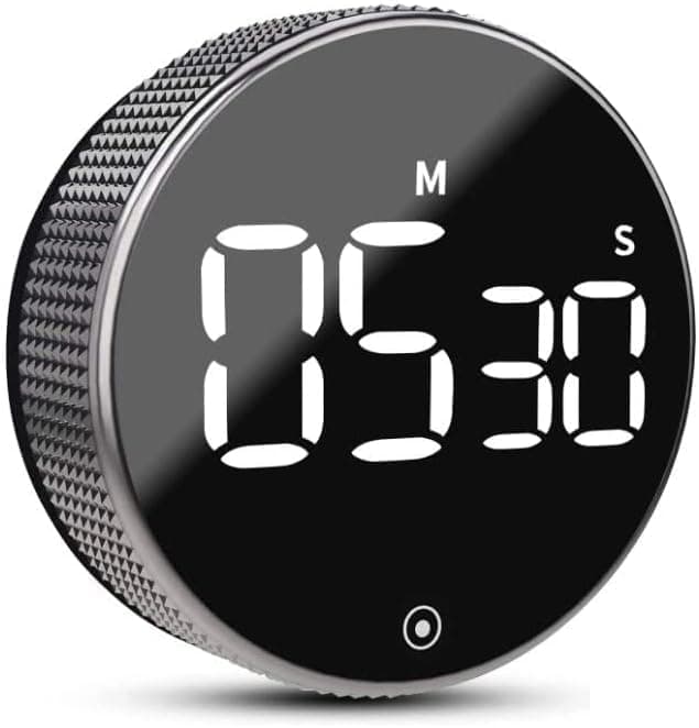 AERYS Magnetic Digital Timers with 1 Year Warranty, Manual Countdown Kitchen Timer Countdown Clock,Mechanical Cooking Timer Counter Clock for Seniors, Adult and Kids to Use (Silver)