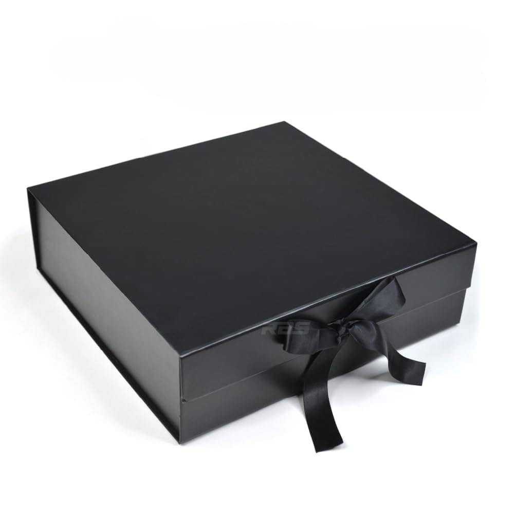 RBS® - LARGE Gift Boxes (34x33x10cm) Gift Boxes for Packaging (1 Pack) Hamper Boxes for Gift Holds Upto 10 kg Gift Packing Box for Gifting Hamper Box for Diwali, Christmas & Corporate Gifts (L Black)