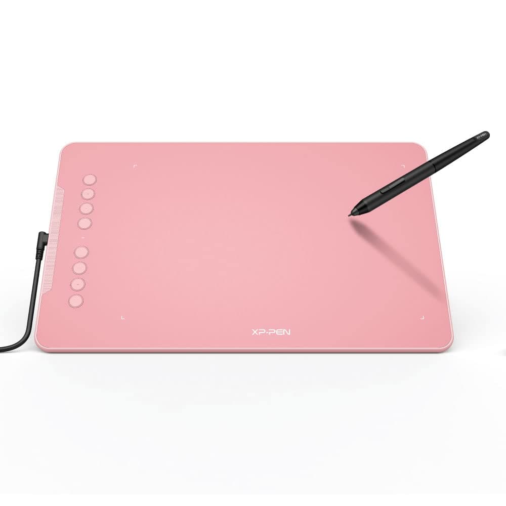 XP-Pen Deco01 V3 Digital Graphics Drawing Pen Tablet (10" x 6.25", 16384 Levels of Pressure Sensitivity, Battery-Free Passive Stylus, Pink)