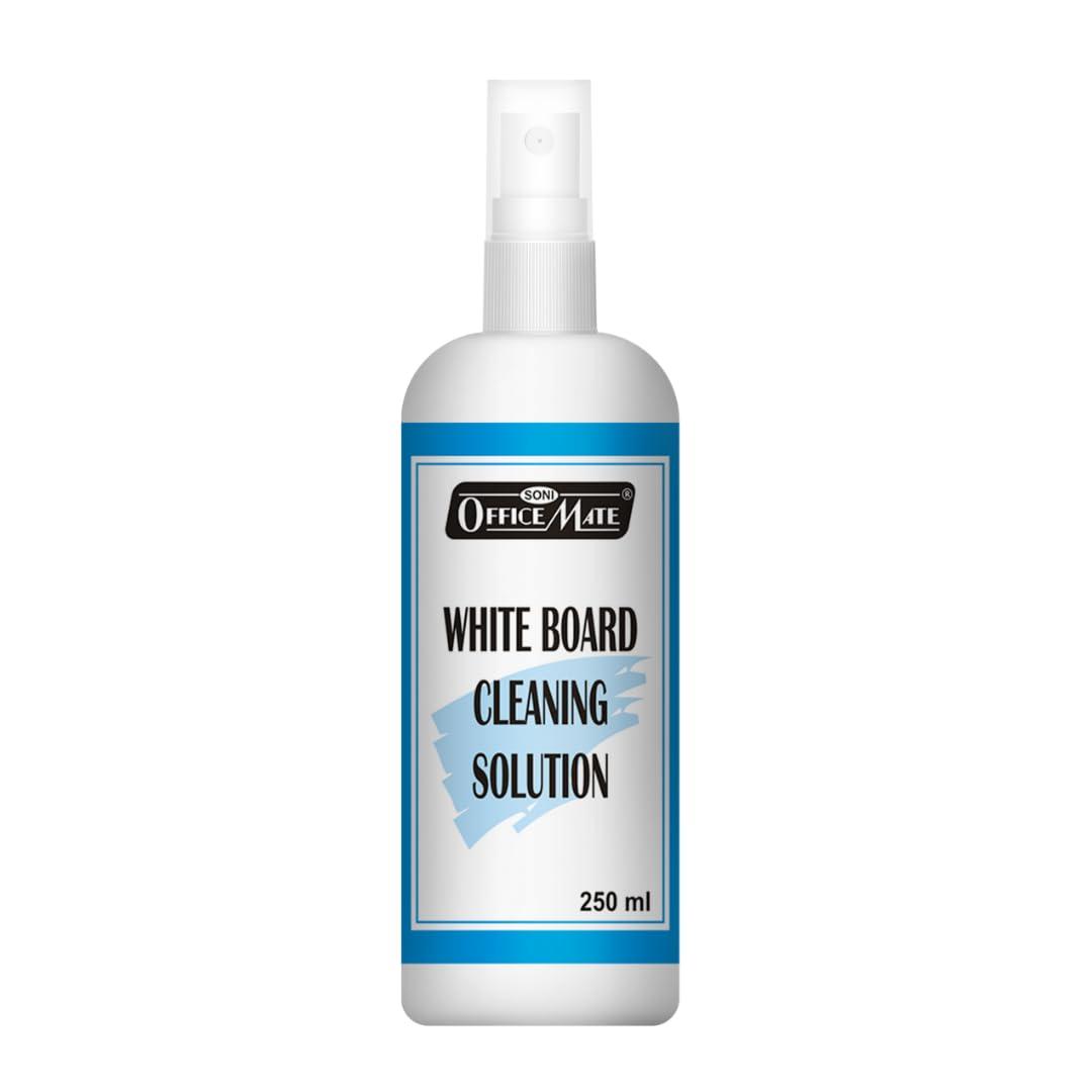 Soni Officemate Whiteboard Cleaning Solution 250ml | Pack of 1 | Powerful Stain Remover | Eco-Friendly, Non-Toxic | Multipurpose Use | Spray Bottle