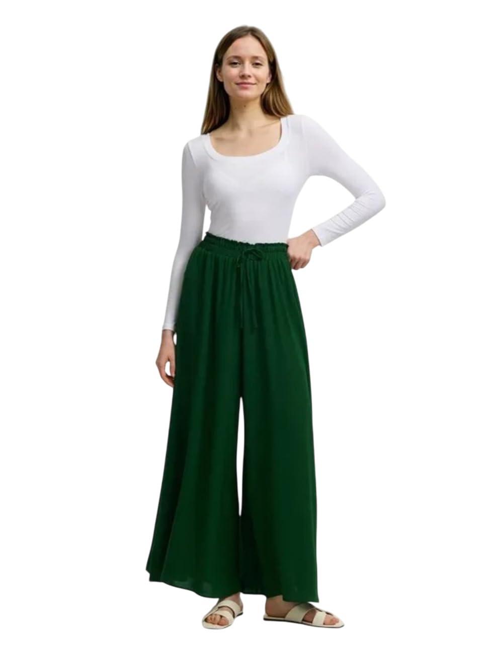 KOTTY Women's Solid Stretchable Pine Green Pants(Green,S)-KTTWOMENSPANT676S