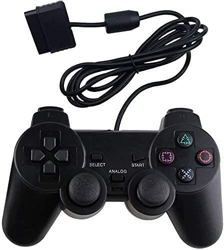 GAMENOPHOBIA Wired DualShock Controller for PlayStation 2 | Classic PS2 Gamepad with Vibration Feedback, Analog Sticks & Ergonomic Design | Compatible with Sony PS2 Console – Black
