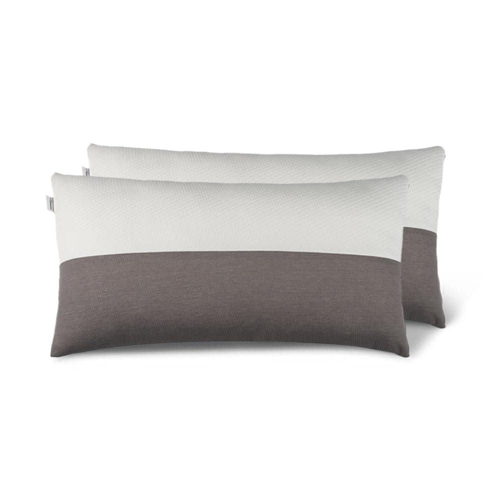 Wakefit Large Sleeping Pillow Set of 2 with Adjustable Height | 36 x 20 Inch | Soft & Fluffy Siliconized Hollow Fiber Fill, Jacquard Cover with Zipper Closure, Free Extra Filling - White & Grey