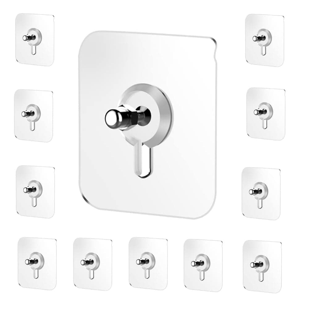 Zulaxy Adhesive Screw Hooks for Wall Without Drilling, 20 Pack Adhesive Screw Hooks for Wall Heavy Duty Strong Nail Free Hanging, Kitchen Accessories Items (Nail Hook, Transparent) Stainless Steel