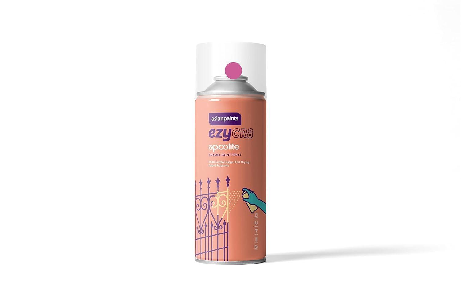 Asian Paints ezyCR8 Apcolite Spray Paint with Acrylic Quick Dry High Gloss Finish Multi-Purpose Multi-Surface DIY Aerosol Can for Car Bike Home Metal Wood Furniture Walls & Art Craft (1Pc, 400ml)