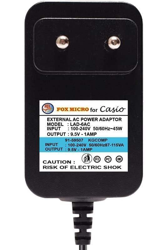 FOX MICRO 9.5V Power Supply for Casio CTK-2550, CTK-3500, CT-S200RD, CT-S200WE – AC/DC Adapter Replacement Charger – Safe & Long-Lasting Performance