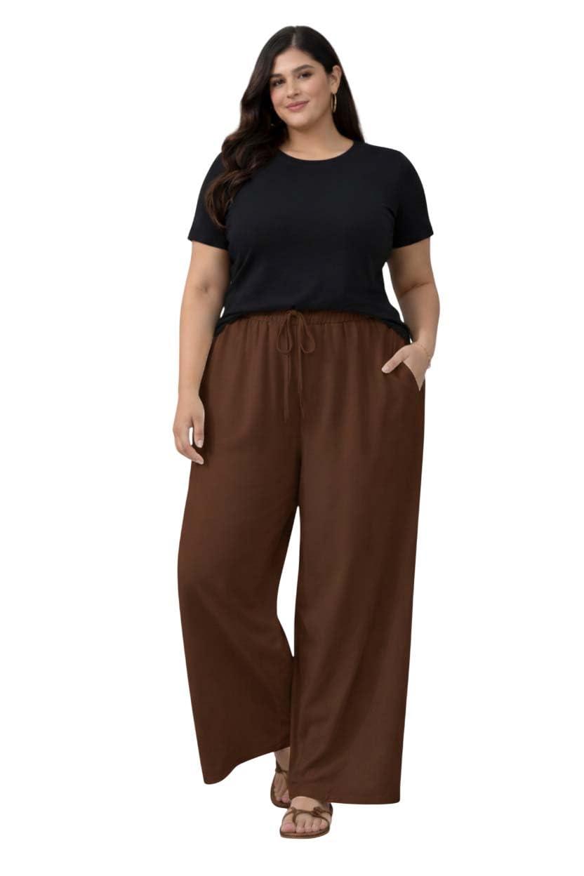 KOTTY Womens High Waist Wide Leg Pants with Easy Pull On Comfortable Fit-KTTWOMENSPANT977_6XL