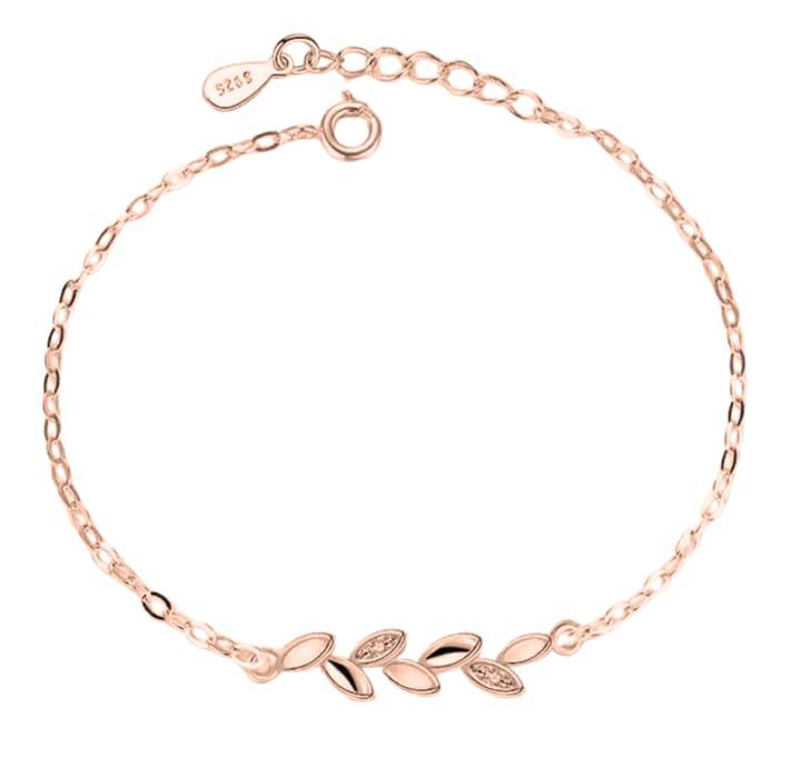 Nilu's Collection Copper Sterling Silver Plated Charm Bracelet for Women(Rose Gold)