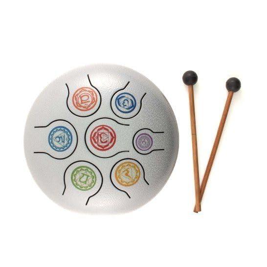 MAZRA Steel Tongue Drum 8 Note, 13-inch Percussion Instrument Handpan Drum with Bag, Music Book and Mallets for Kids and Adults Meditation Musical Education Concert (Grey, 8 inch)
