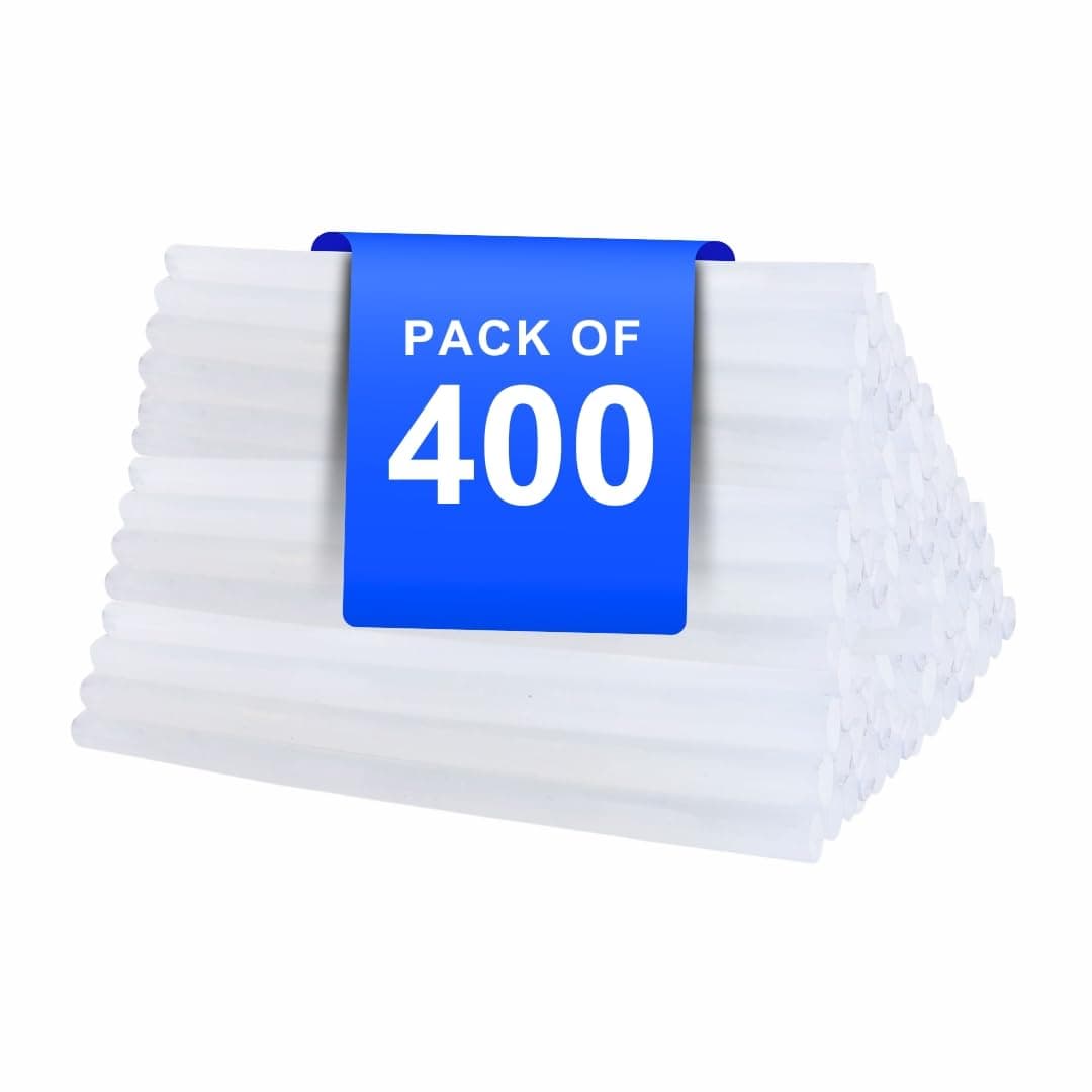 VCR 11mm Glue Sticks for Glue Gun - 11mm x 165mm in Length - Hot Melt Transparent Glue Stick - Pack of 400 - Bonding Adhesive Glue Sticks for DIY - Arts Crafts - Schools and Industries