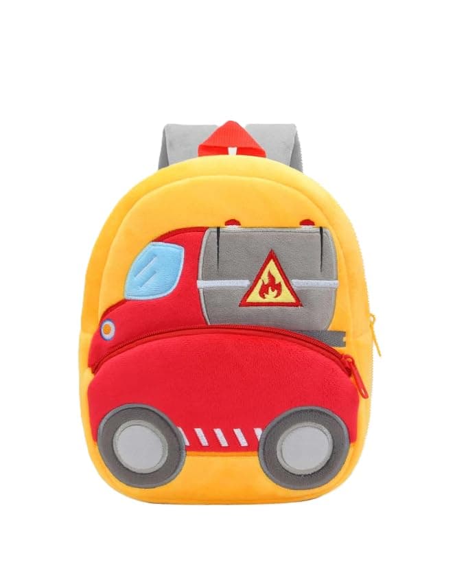 blue tree School Bag for Cute Kids for (1-6 Years), Preschool Soft Plush Oil Tanker Truck for Toddlers, Embroidery Travel Backpack for Baby Boys