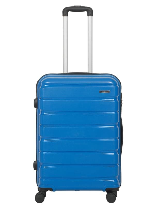 Teakwood Medium Cabin Size 8 Wheels Trolley Bag, Hard Cabin with Zipper Closure, Adjustable Push Button & Cross Side Strap, TSA Lock System 360 Degree (Medium, Royal Blue)