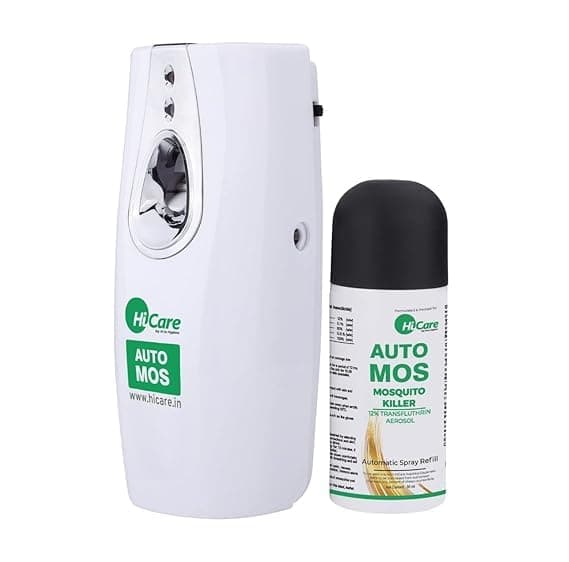 HiCare AutoMos Starter Pack | 24/7 Mosquito Repellent Machine with 90-Day Refill | Battery-Operated | No Smoke, No Odour | Safe for Kids & Pets | Cordless, Eco-Friendly Insect Protection