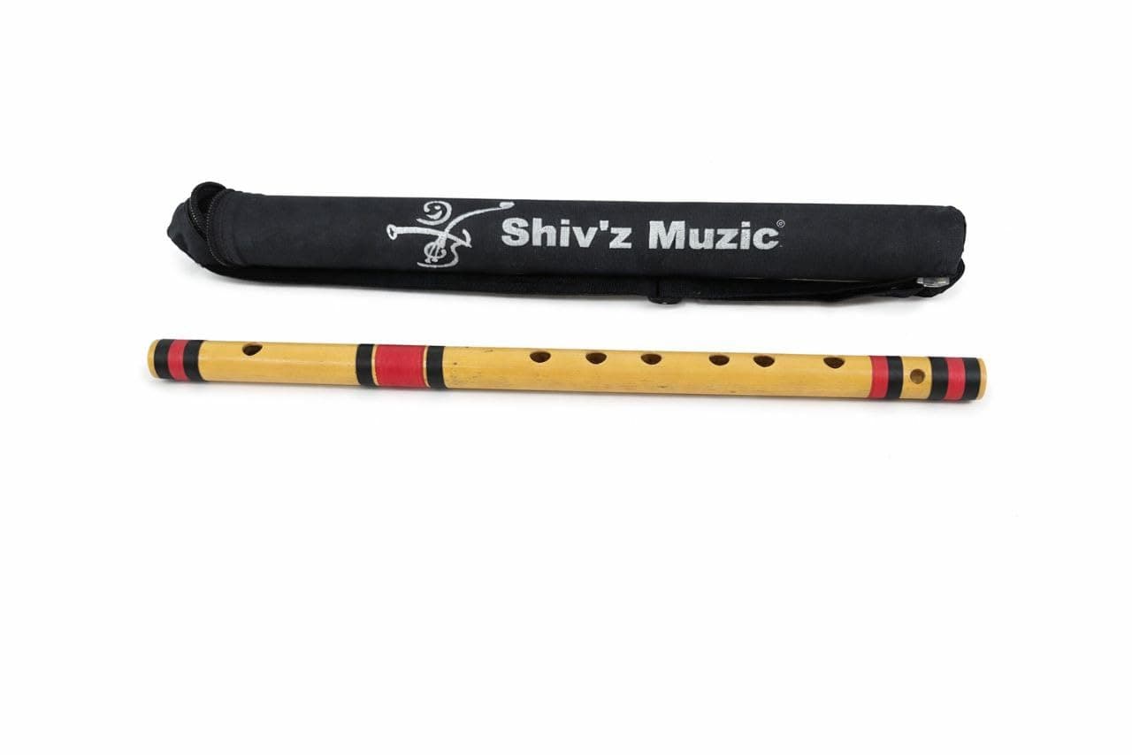 Shiv'z Muzic Flute, C Natural medium, BUDGET Bansuri, RIGHT HAND,19 inches (with Written Manual & Bag)