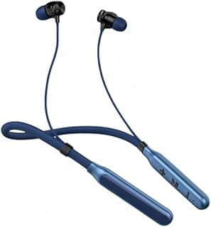 Wireless Magnetic Neckband Earphones Bluetooth Headset with Mic | HD Sound, Deep Bass, Noise Isolation, Long Battery Life | Comfortable Fit for Calling, Music & Workout (Blue)